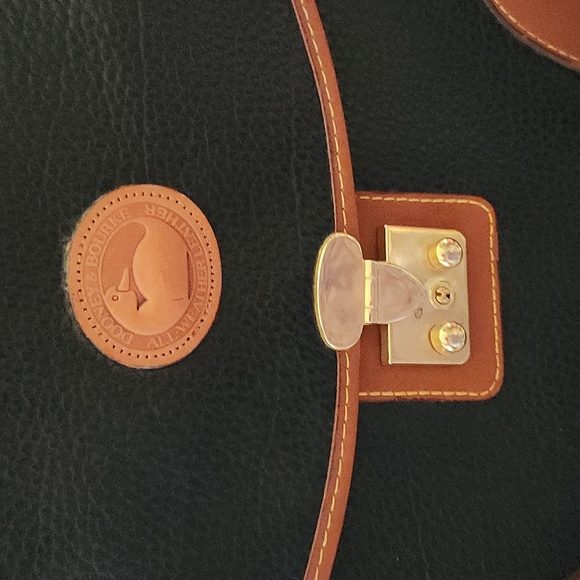 DOONEY & BOURKE Vintage Leather Black/English Tan XL Saddle Handbag - EUC - Picture 4 of 16